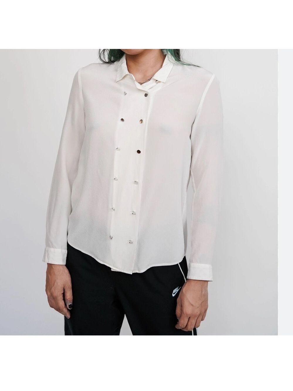 The Kooples White Silk Button Up Blouse in White Sz XS